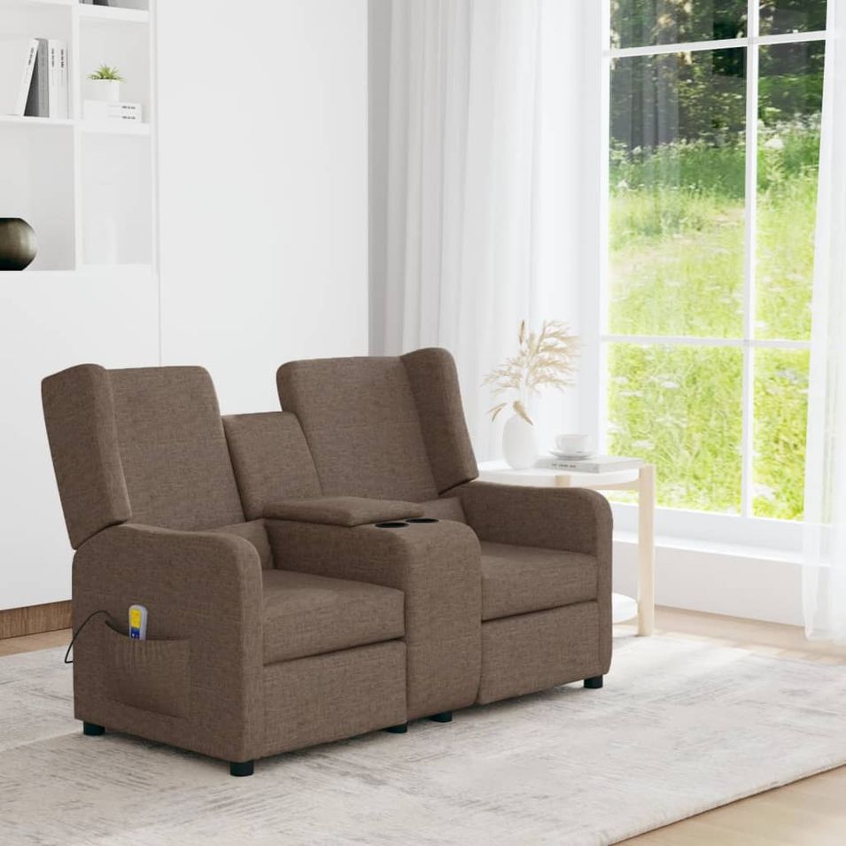 Fauteuil de massage inclinable et porte-gobelet 2 places Taupe 3 - Photo n°1