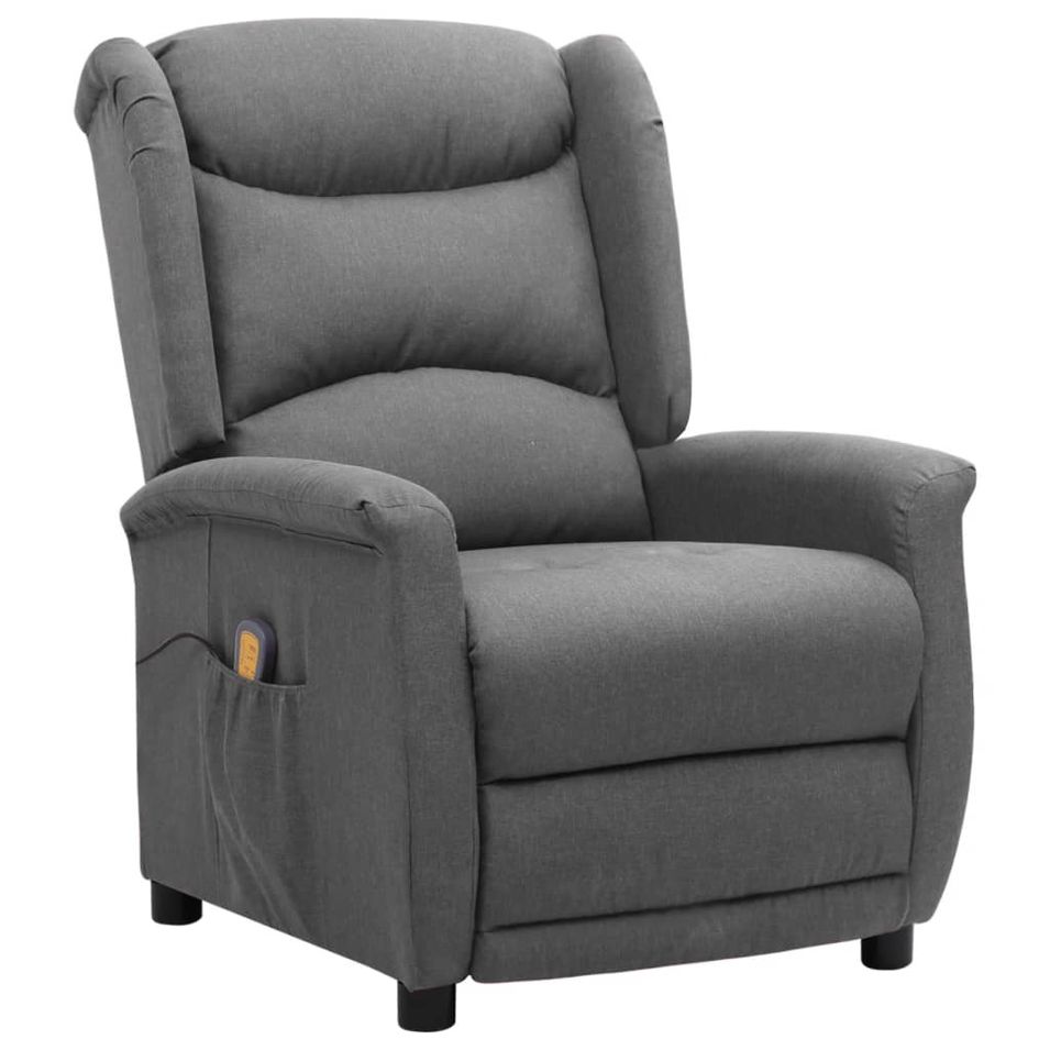 Fauteuil de massage inclinable Gris clair Tissu 7 - Photo n°1