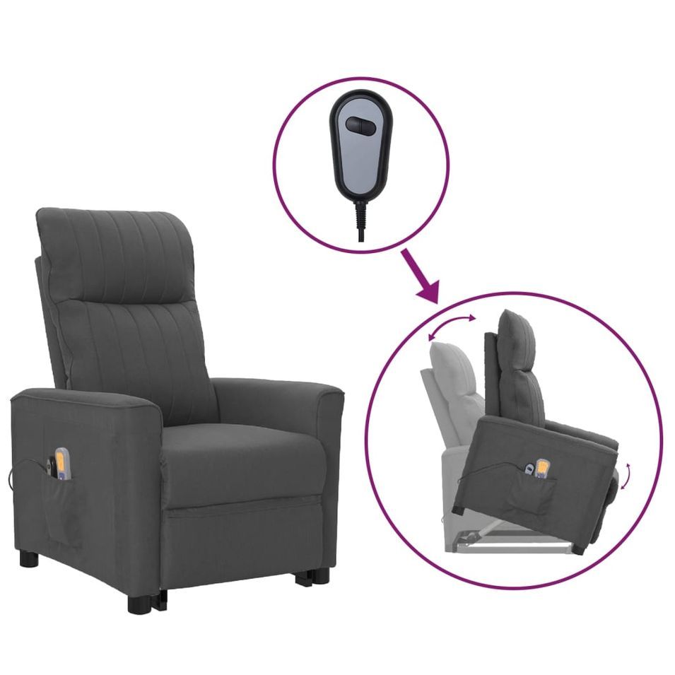 Fauteuil de massage inclinable Gris foncé Tissu - Photo n°1