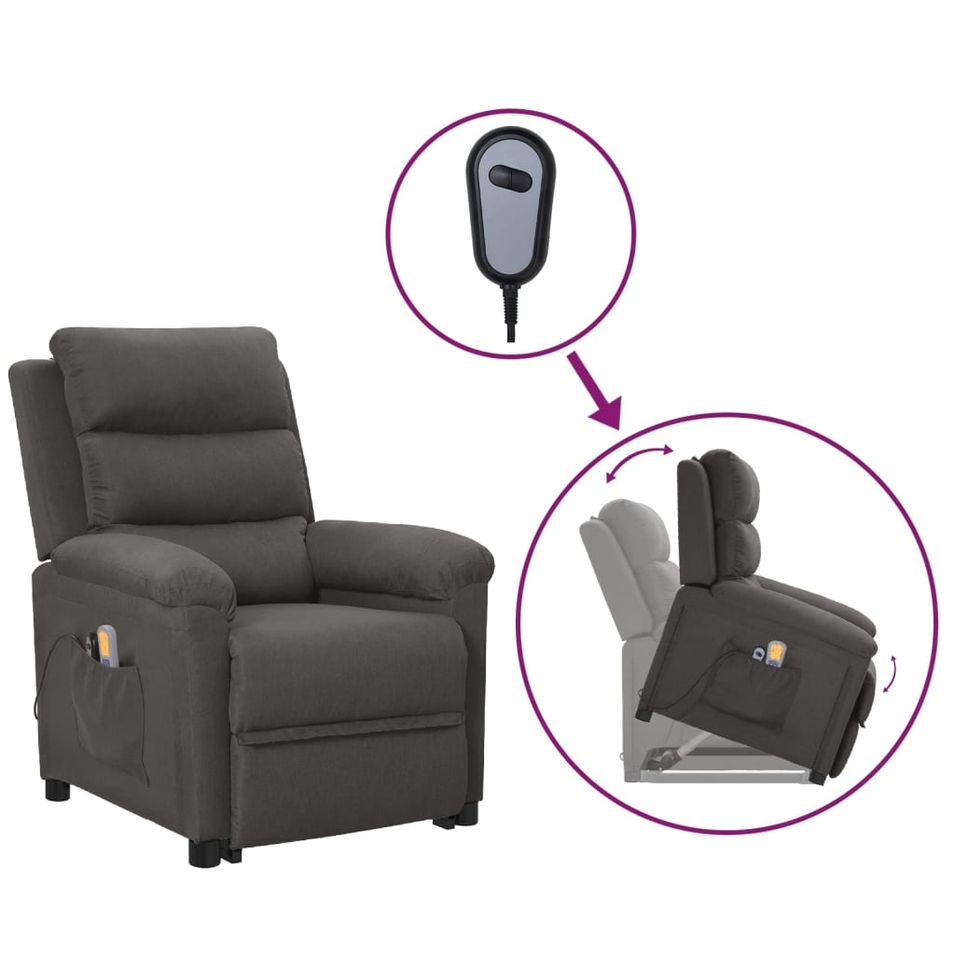 Fauteuil de massage inclinable Gris foncé Tissu - Photo n°1