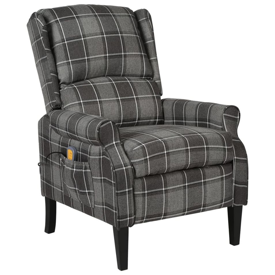 Fauteuil de massage inclinable Gris Tissu 4 - Photo n°1