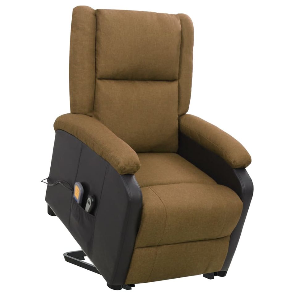 Fauteuil de massage inclinable Marron Tissu 20 - Photo n°1
