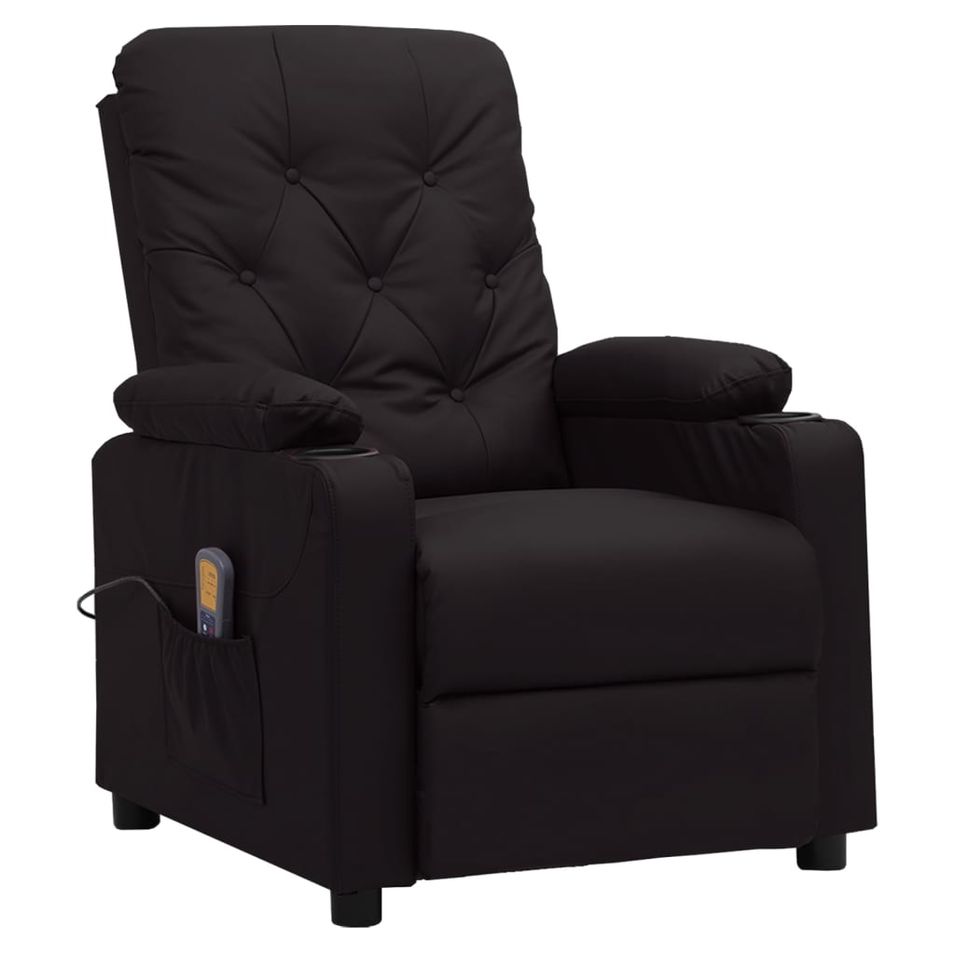 Fauteuil de massage inclinable Noir Similicuir 12 - Photo n°1