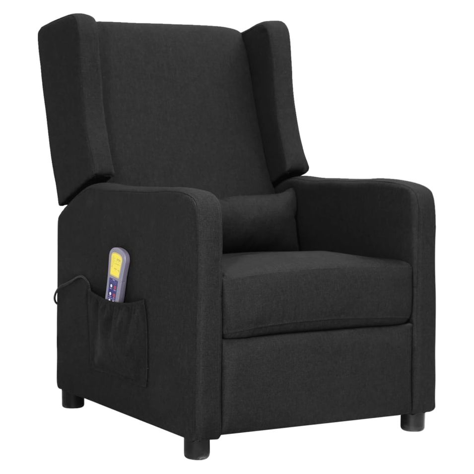 Fauteuil de massage inclinable Noir Tissu 5 - Photo n°1