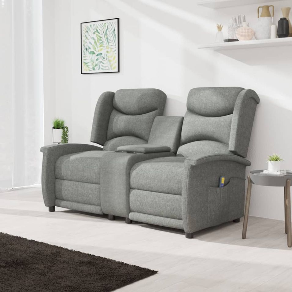 Fauteuil de massage inclinable porte-gobelet 2places Gris clair 2 - Photo n°1