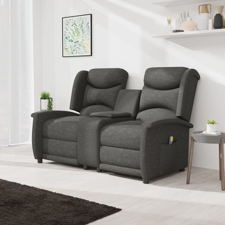 Fauteuil de massage inclinable porte-gobelet 2places Gris foncé - Photo n°1