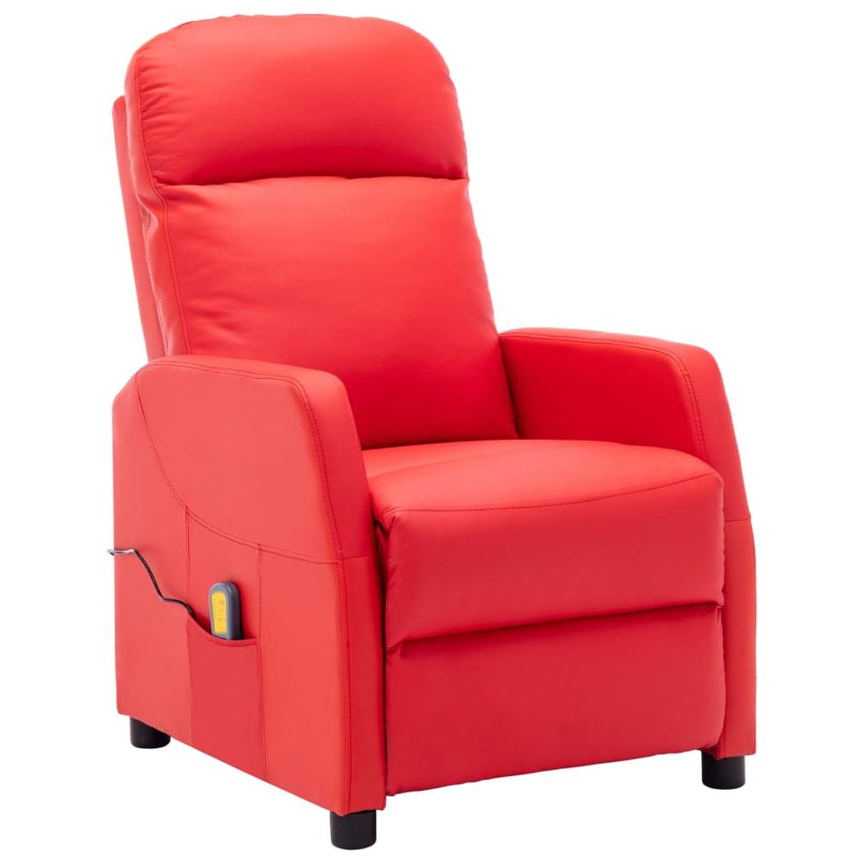 Fauteuil de massage inclinable Rouge Similicuir Mestro - Photo n°1