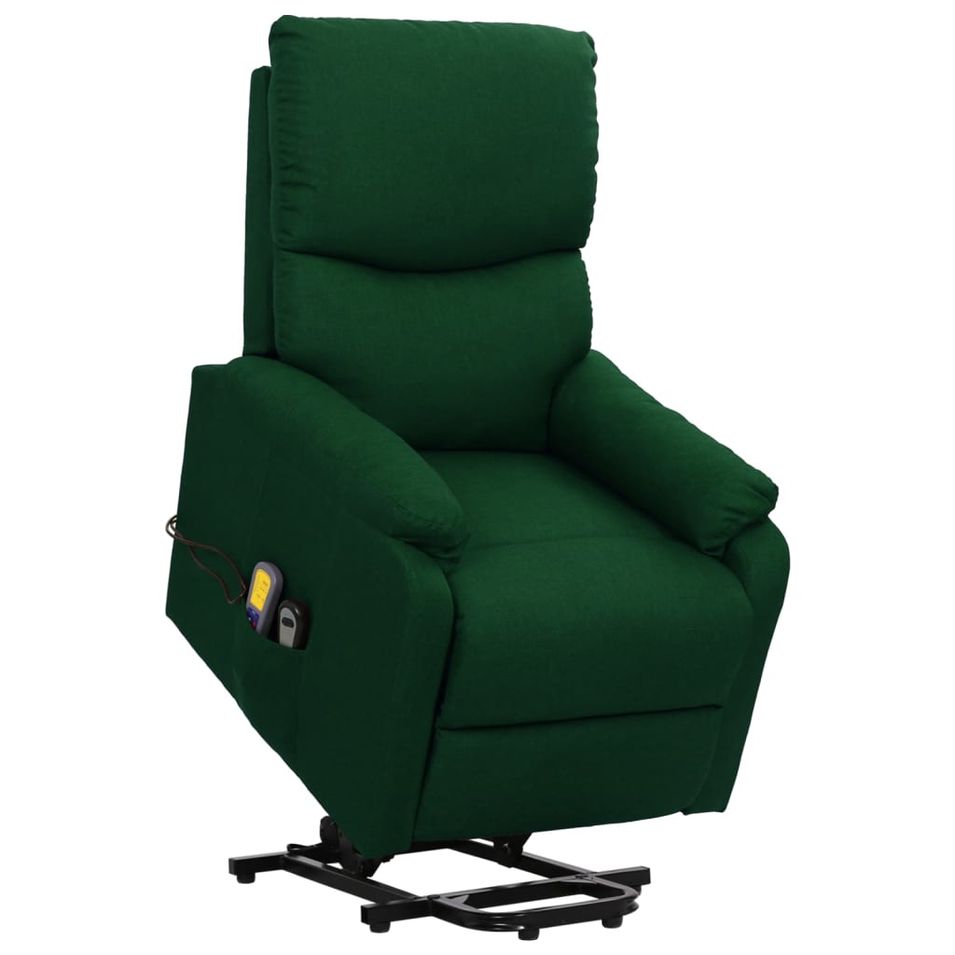 Fauteuil de massage inclinable Vert foncé Tissu 5 - Photo n°1