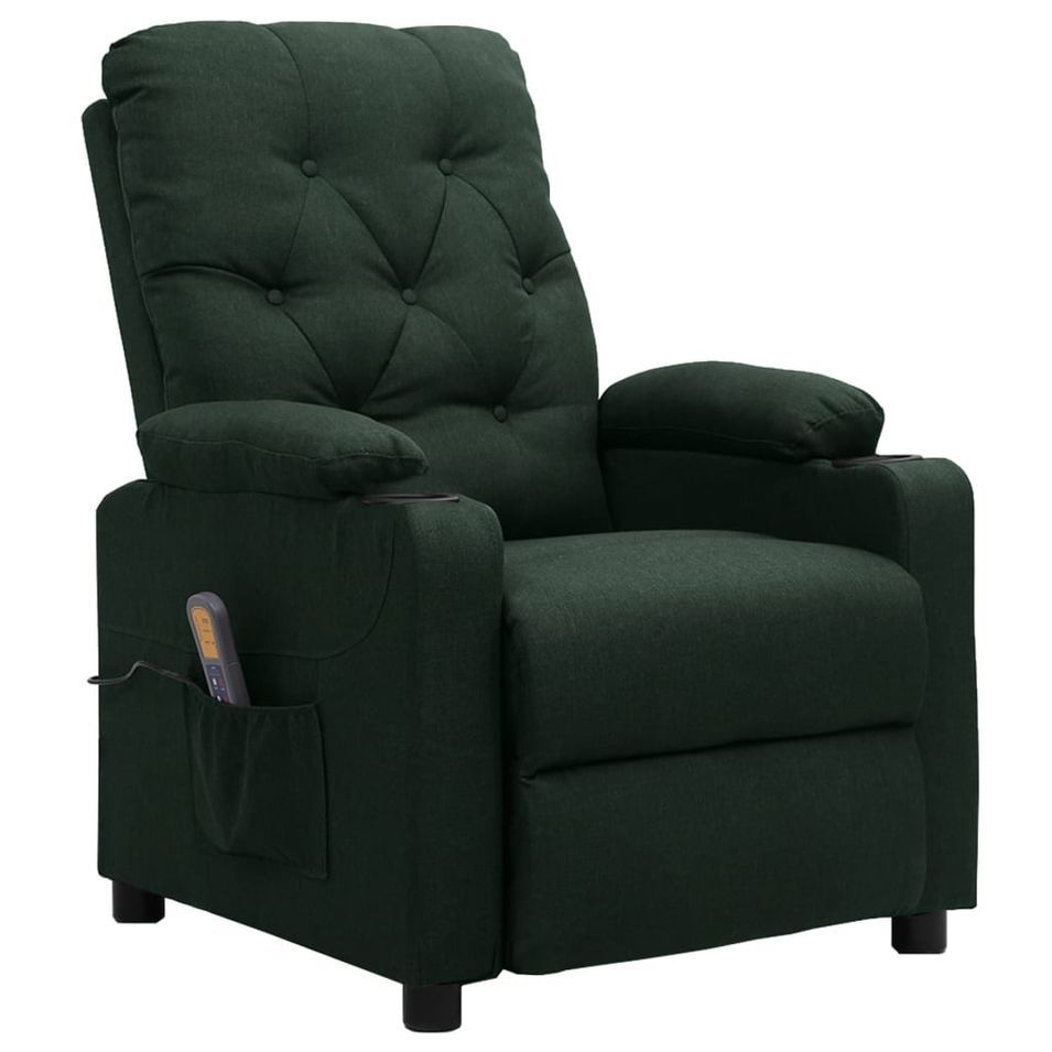 Fauteuil de massage inclinable Vert foncé Tissu 18 - Photo n°1