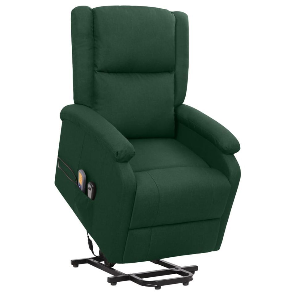 Fauteuil de massage inclinable Vert foncé Tissu 15 - Photo n°1
