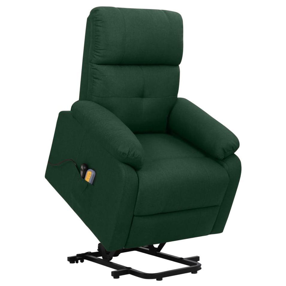 Fauteuil de massage inclinable Vert foncé Tissu 14 - Photo n°1