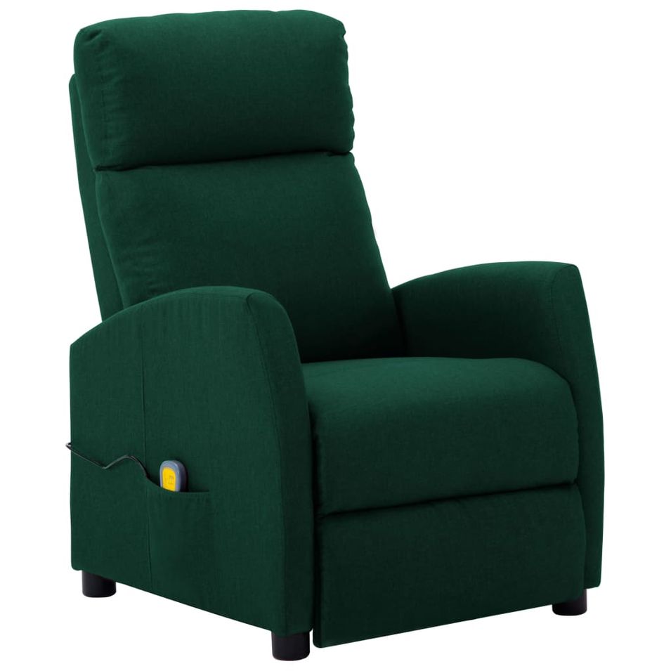Fauteuil de massage inclinable Vert foncé Tissu 3 - Photo n°1