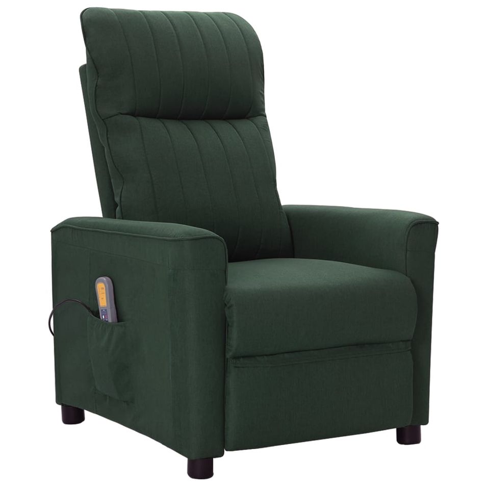 Fauteuil de massage inclinable Vert foncé Tissu 6 - Photo n°1