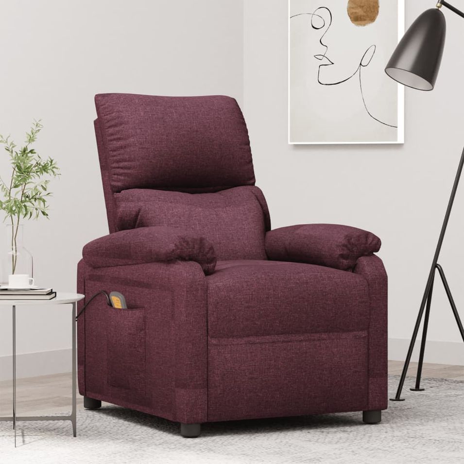 Fauteuil de massage inclinable Violet Tissu 4 - Photo n°1