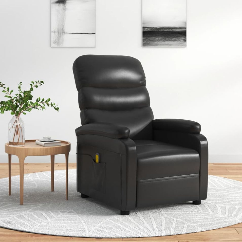 Fauteuil de massage Noir Similicuir - Photo n°1