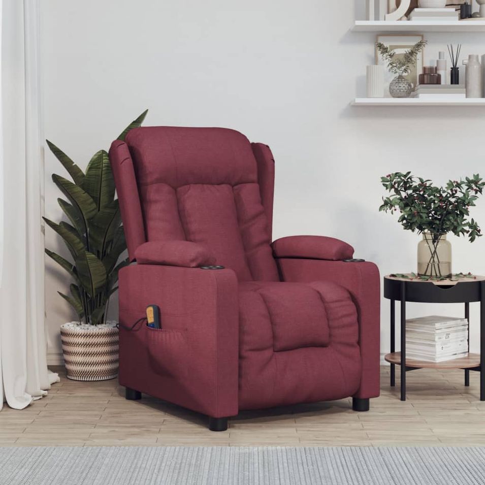 Fauteuil de massage Rouge bordeaux Tissu - Photo n°1