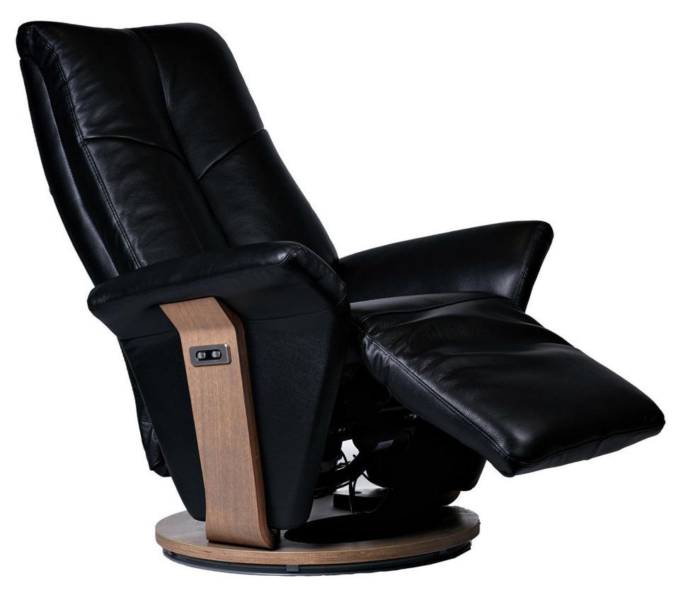 Fauteuil de relaxation électrique et pivotant Cuir Noir Must - Photo n°1