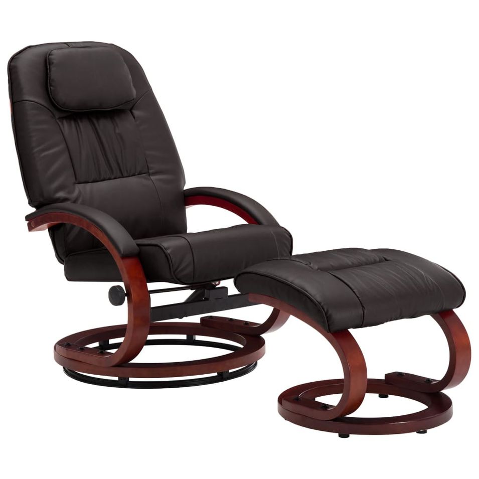 Fauteuil de relaxation inclinable avec ottoman simili marron Kombor - Photo n°1