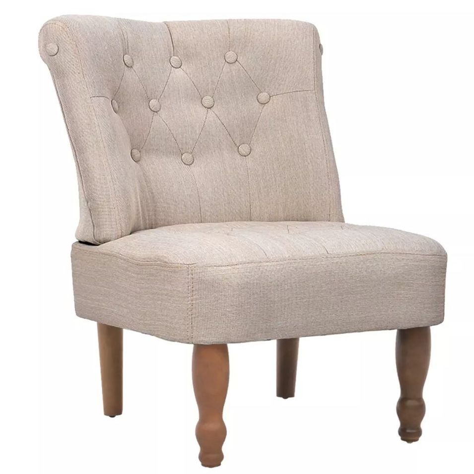 Fauteuil de style France Crème Tissu - Photo n°1