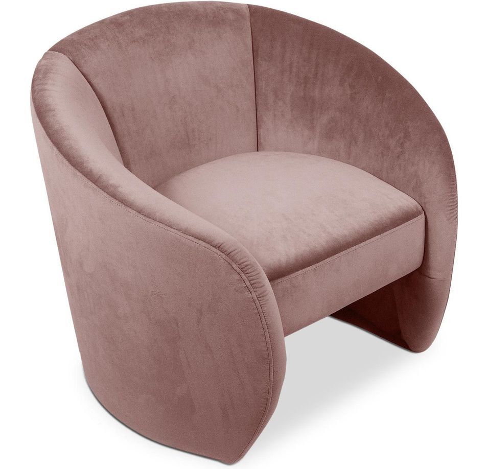Fauteuil design arrondi velours rose Diamant - Photo n°1
