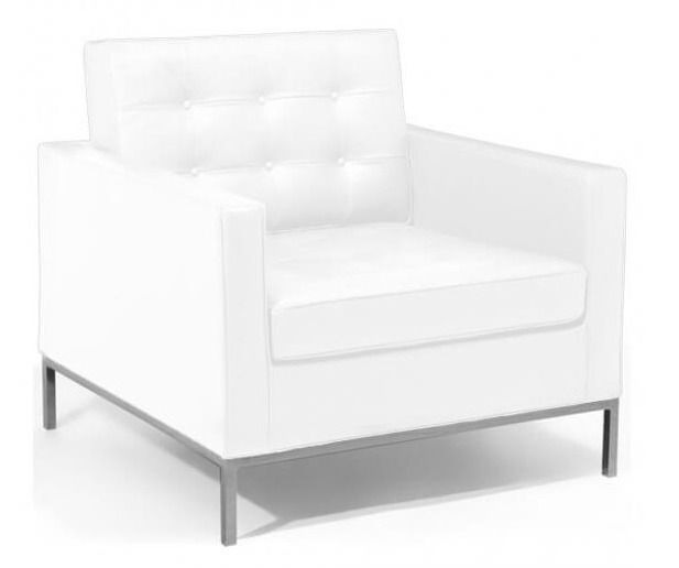 Fauteuil design capitonné cuir blanc Flora - Photo n°1