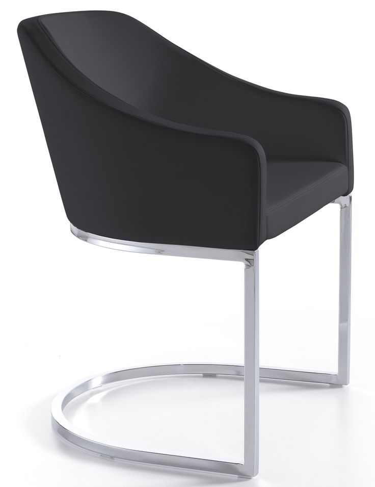 Fauteuil design simili cuir noir et pieds acier inoxydable Arka - Lot de 2 - Photo n°1