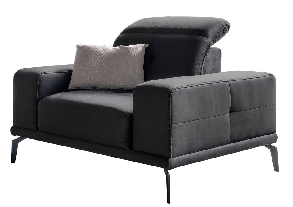 Fauteuil design tissu doux gris foncé Torpille 125 cm - Photo n°1