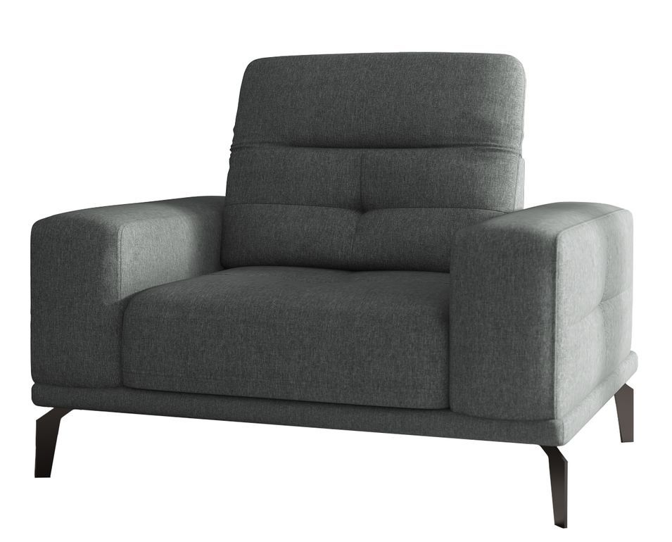 Fauteuil design tissu gris chiné chiné Torpille 125 cm - Photo n°1