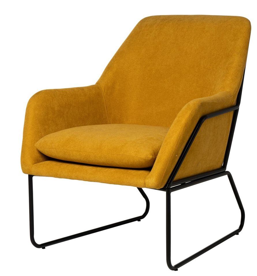 Fauteuil design tissu jaune moutarde Bouka 74 cm - Photo n°1