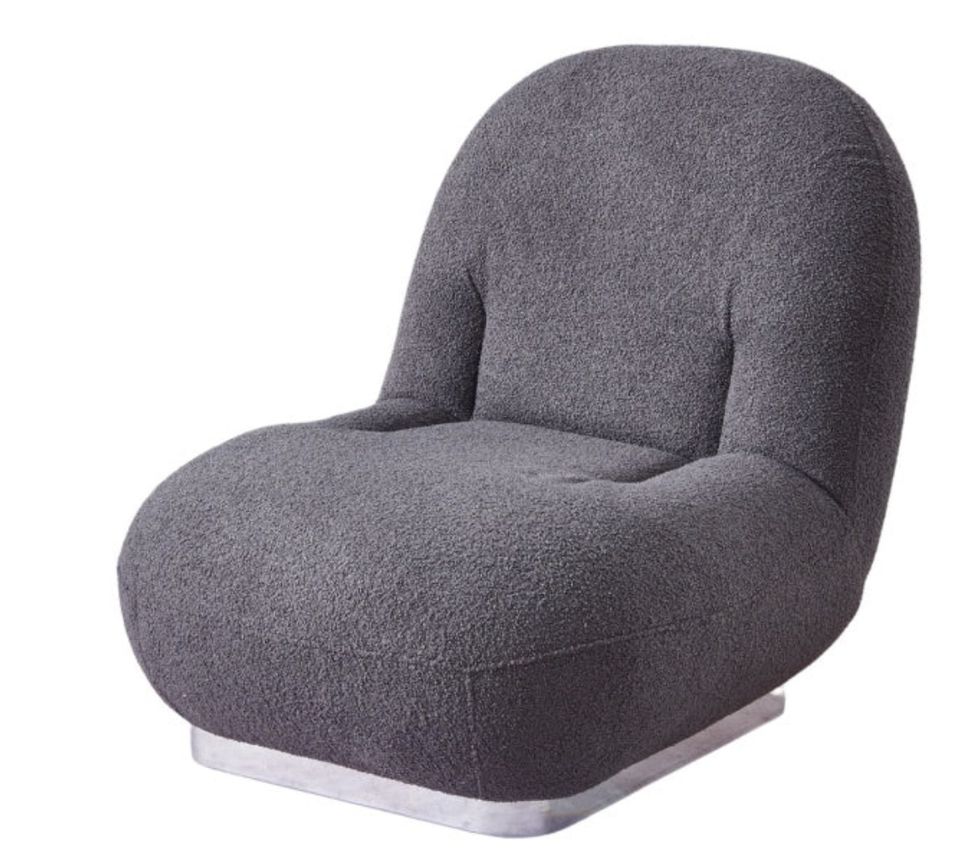 Fauteuil design tissu molletonné et pied acier LOVA - Photo n°1