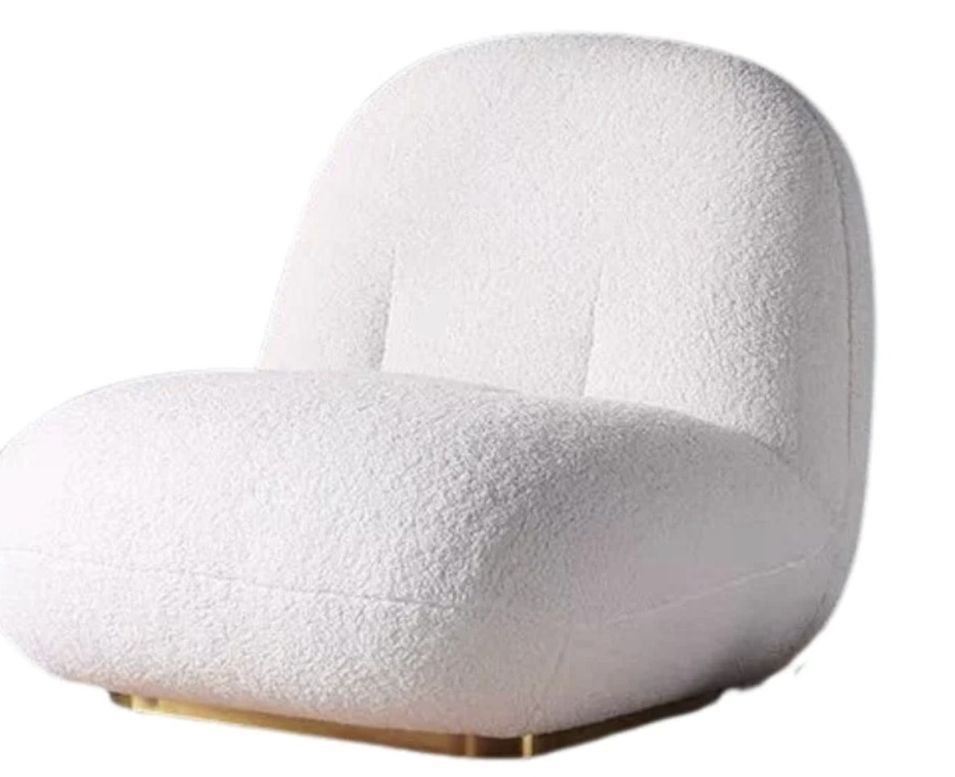Fauteuil design tissu molletonné et pied acier LOVA - Photo n°1