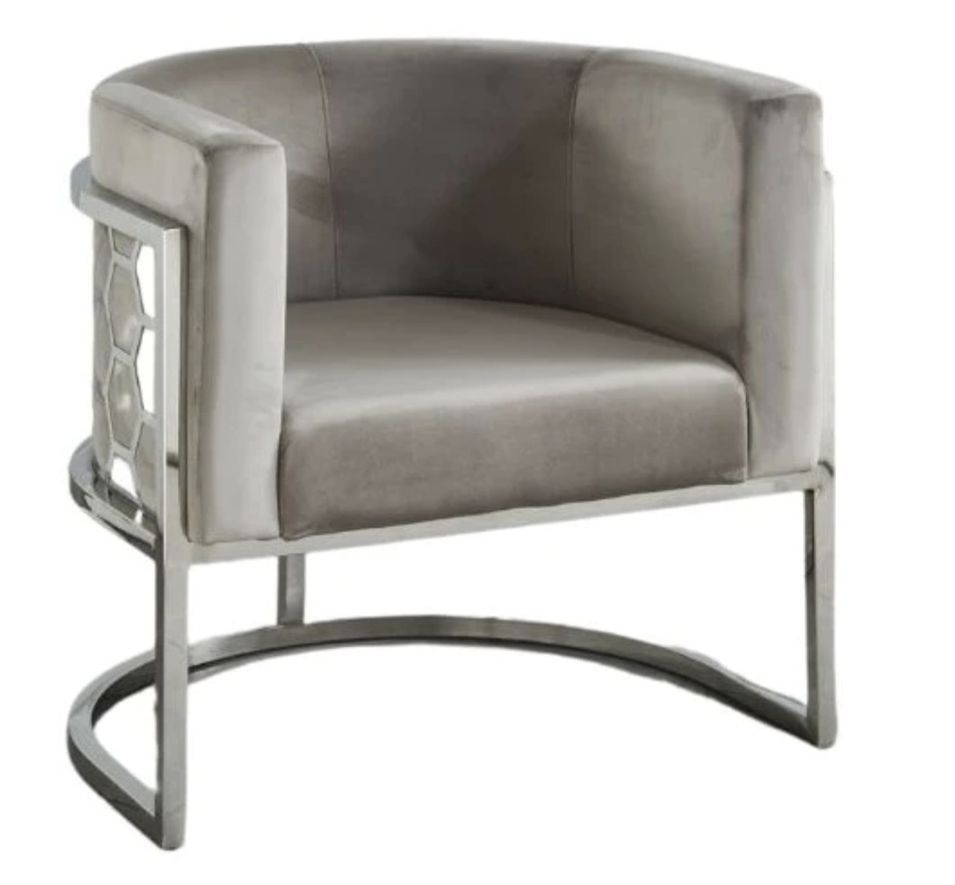 Fauteuil design velours et pieds métal chromé Valenka - Photo n°1
