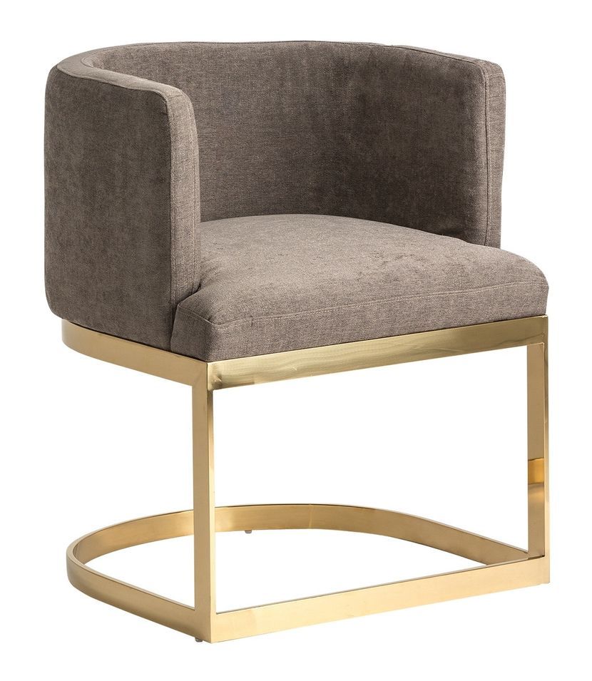 Fauteuil design velours taupe et pieds métal doré Nath - Photo n°1