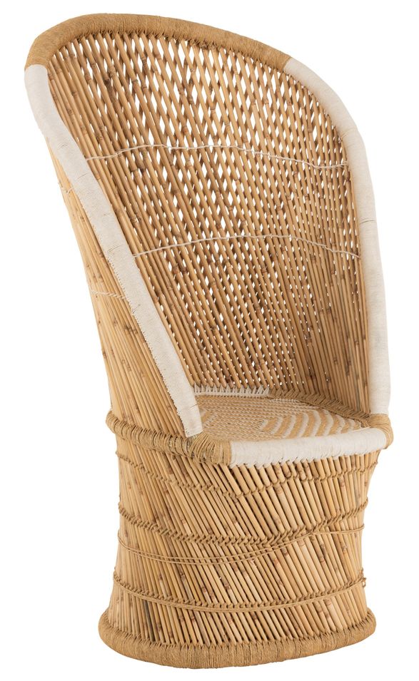 Fauteuil dossier bambou naturel blanc Adou L 87 cm - Photo n°1
