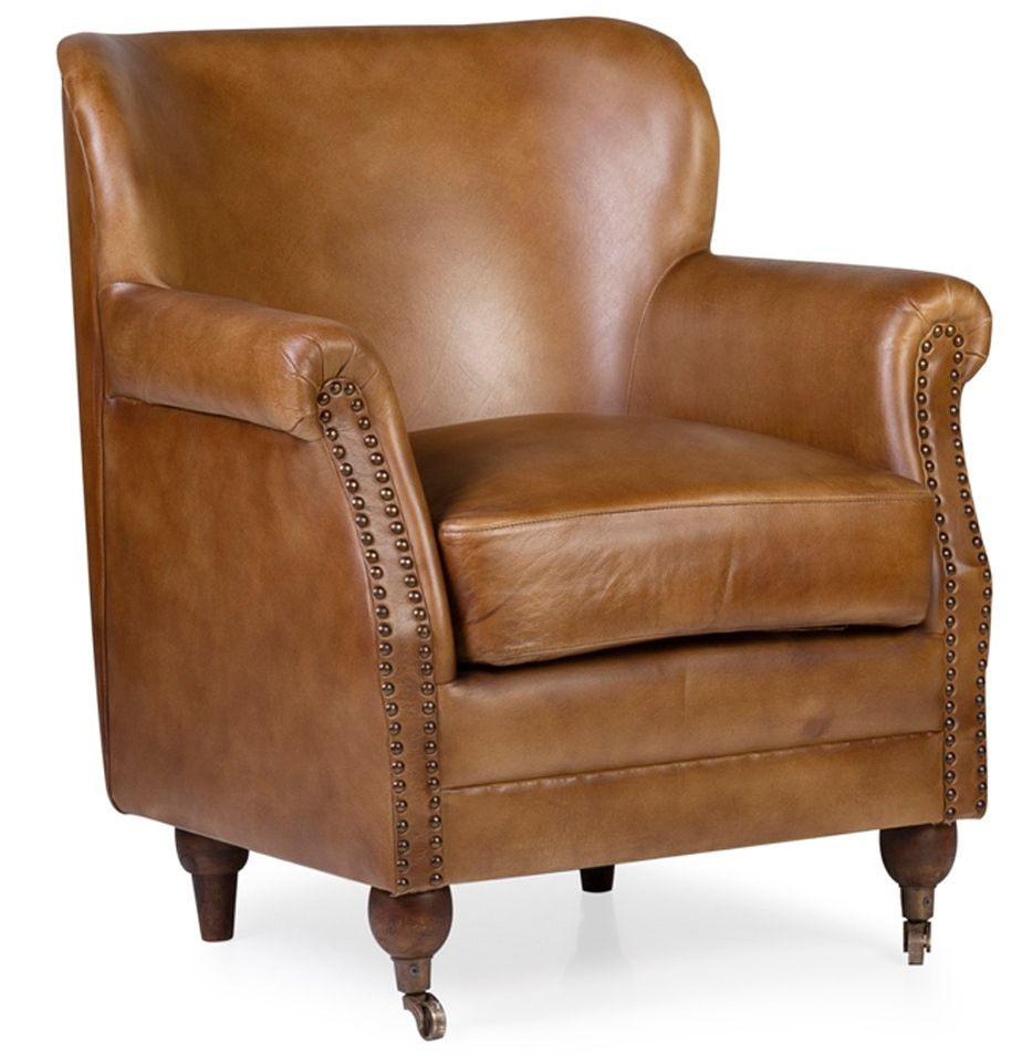 Fauteuil en cuir marron Boskane - Photo n°1