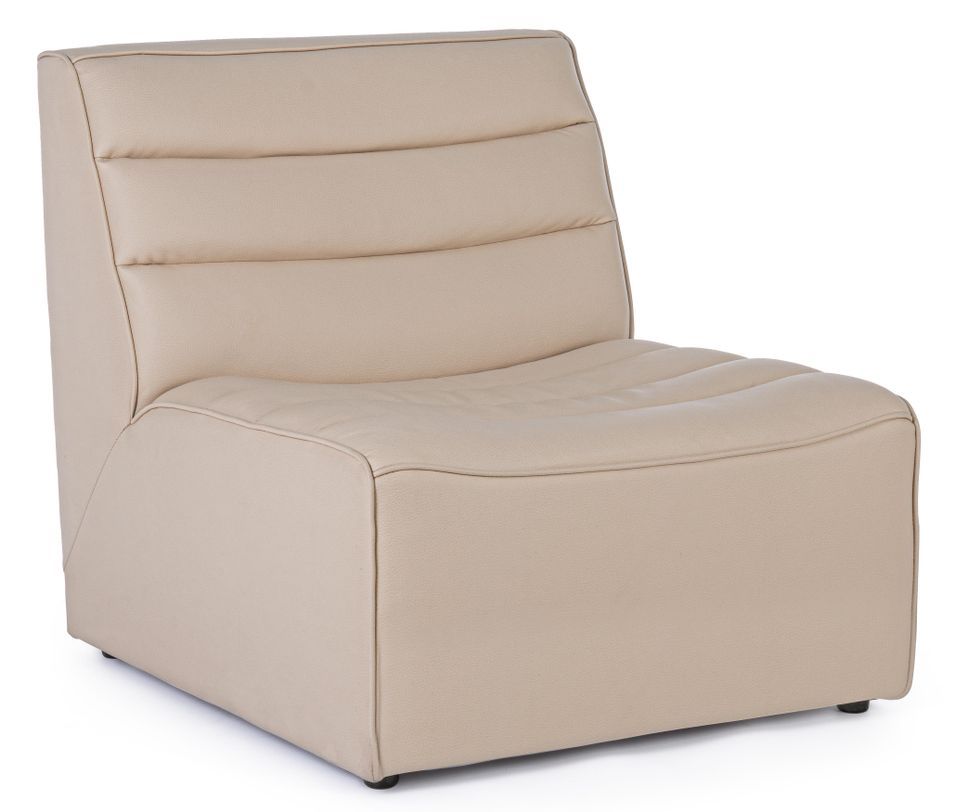 Fauteuil en polyester effet cuir beige Olivia - Photo n°1