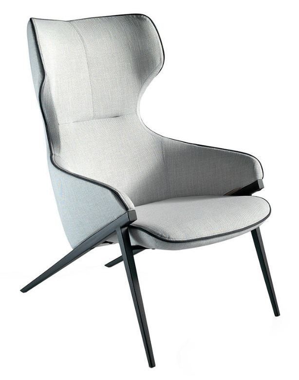 Fauteuil en tissu et pieds acier noir Paxy - Photo n°1