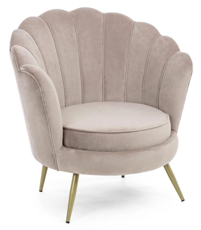 Fauteuil en velours et pieds métal doré Gala 80 cm - Photo n°1