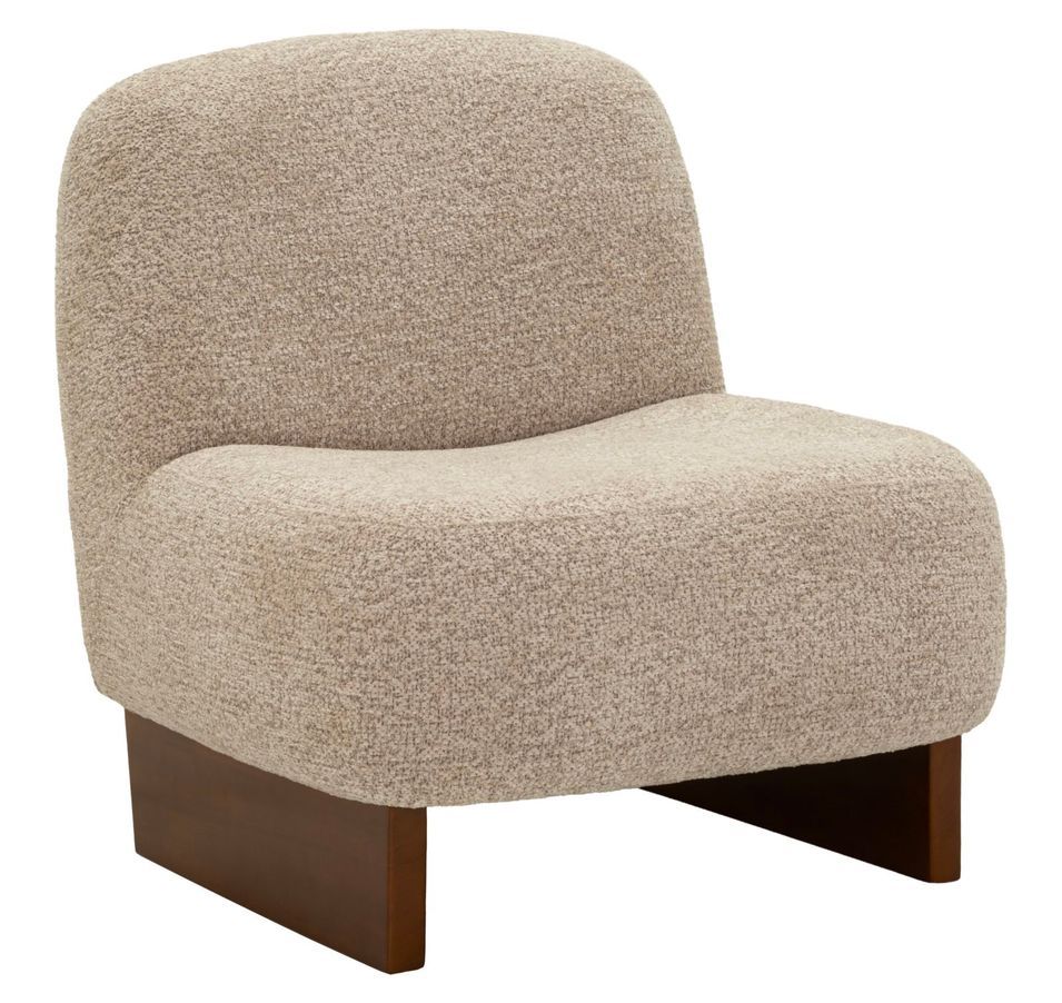 Fauteuil enveloppant en tissu effet bouclé Japandi - Photo n°1