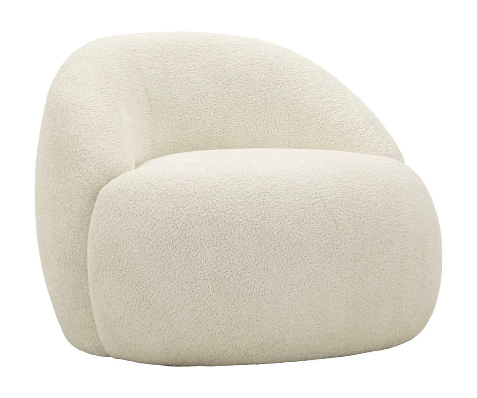 Fauteuil Ginevra blanc bouclé design scandinave - Photo n°1