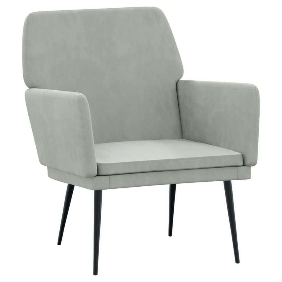 Fauteuil Gris clair 62x79x79 cm Velours - Photo n°1