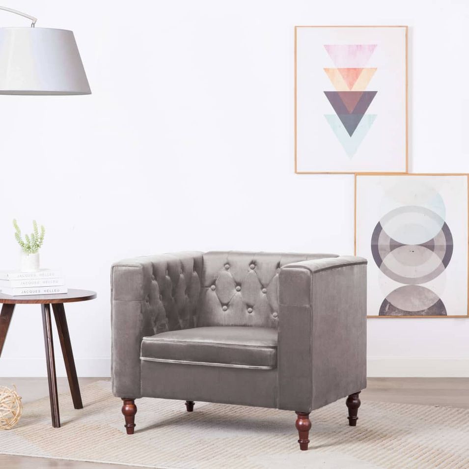 Fauteuil Gris Velours - Photo n°1