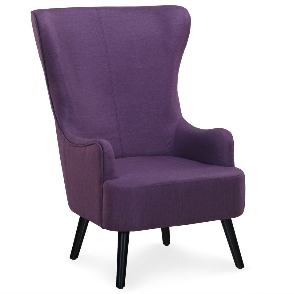 Fauteuil haut scandinave tissu violet Charles - Photo n°1