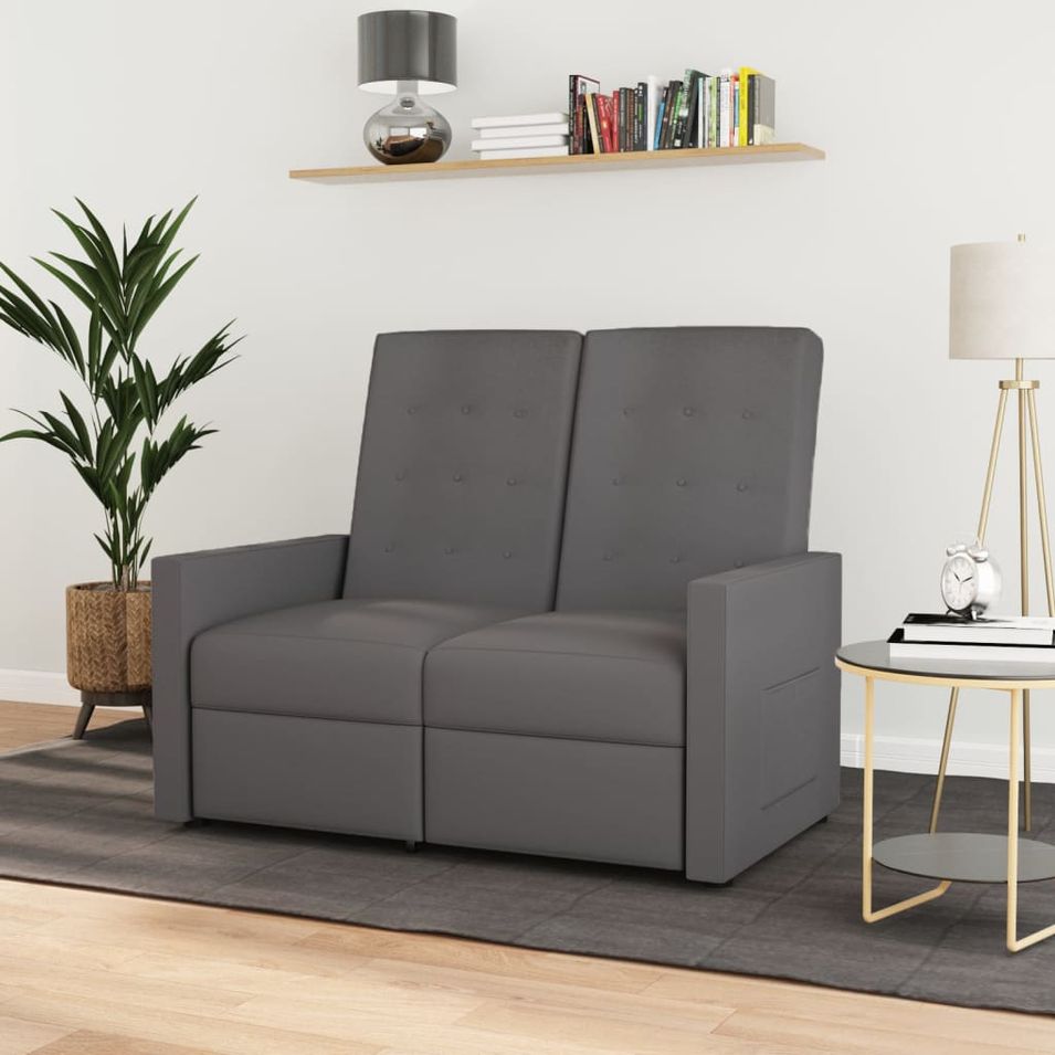 Fauteuil inclinable à 2 places Gris clair Tissu 2 - Photo n°1