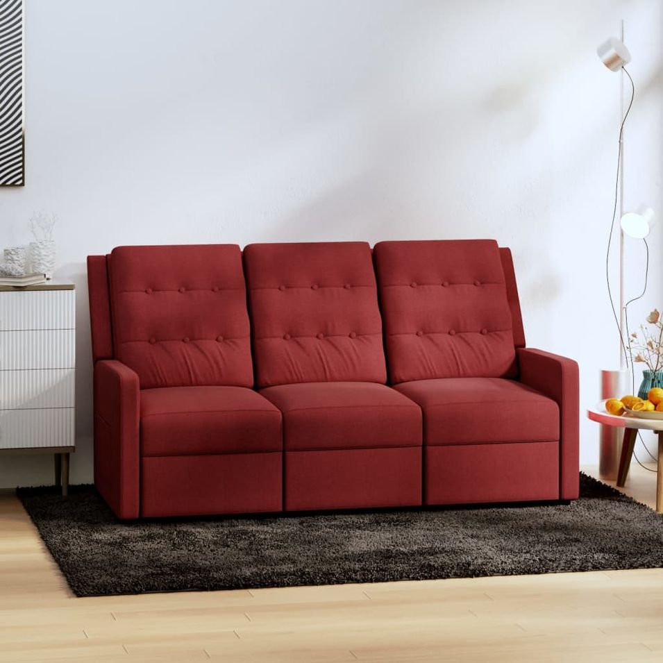 Fauteuil inclinable à 3 places Rouge bordeaux Tissu 5 - Photo n°1