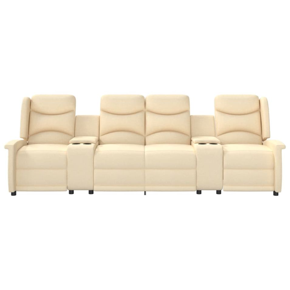 Fauteuil inclinable avec porte-gobelets 4 places Crème Tissu - Photo n°1