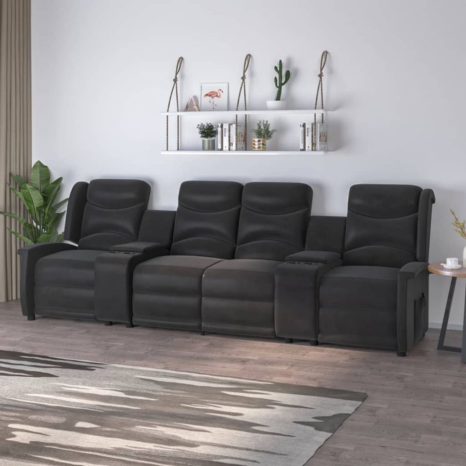 Fauteuil inclinable avec porte-gobelets 4 places Noir - Photo n°1