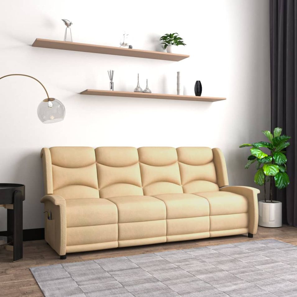 Fauteuil inclinable de massage 4 places Crème Tissu microfibre - Photo n°1
