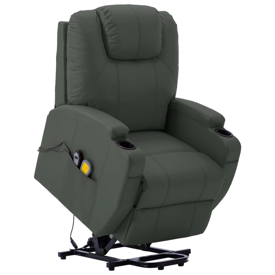 Fauteuil inclinable de massage Anthracite Similicuir - Photo n°1