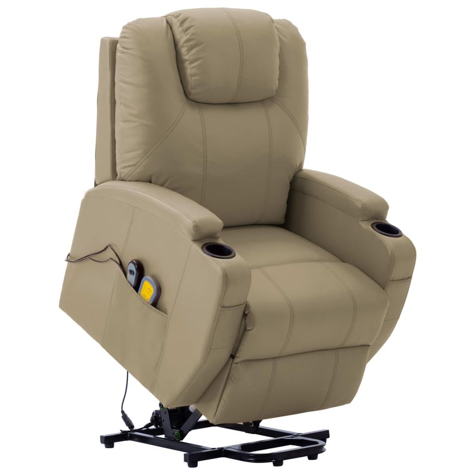Fauteuil inclinable de massage Cappuccino Similicuir 3 - Photo n°1